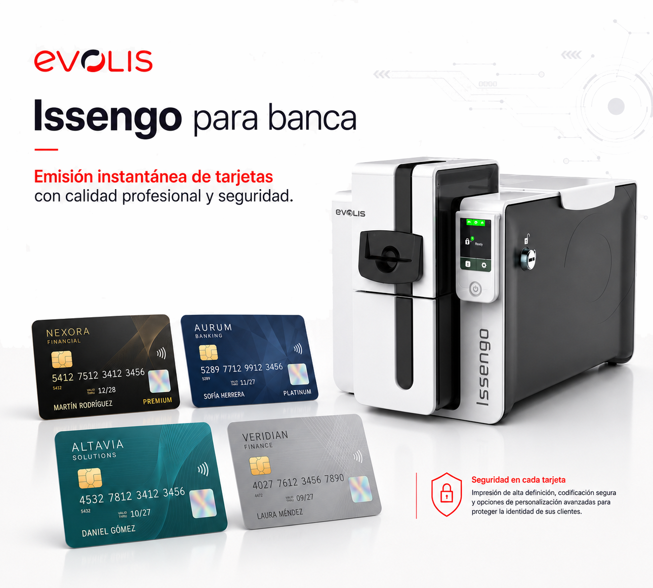 Personalización de tarjetas bancarias y credenciales